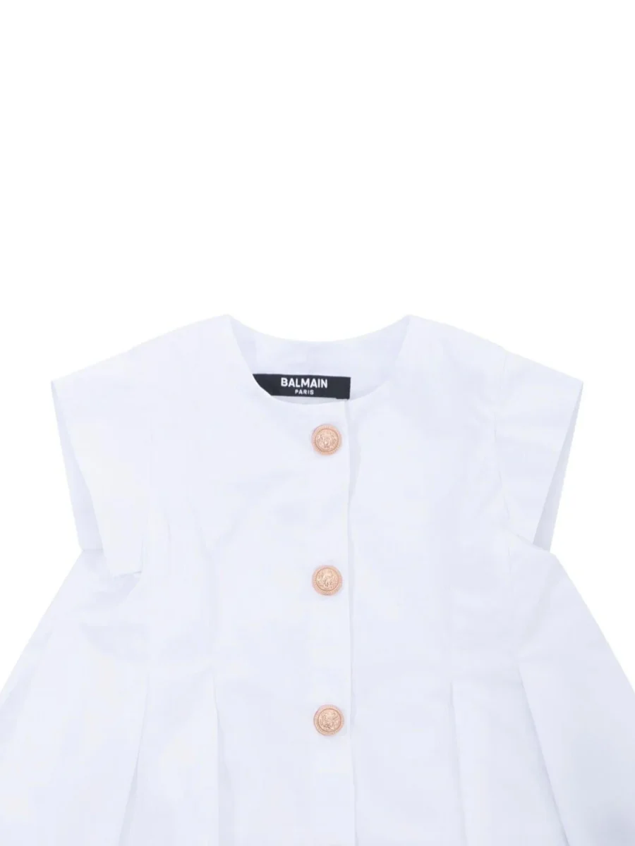 Abito per neonata Balmain Kids bianco con bottoni dorati - immagine 4