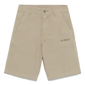 Bermuda con logo per bambino Off-White Kids verde con due tasche posteriori
