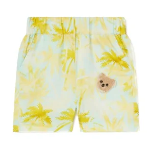 Bermuda con stampa per neonato Palm Angels Kids verde con vita elasticizzata