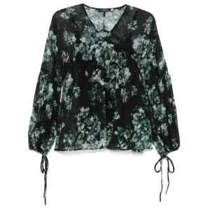 Blusa per donna Scotch & Soda Fil Coupe nero con scollo a V