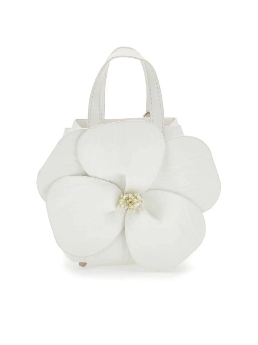 Borsa a mano per bambina Monnalisa bianca con dettaglio fiore