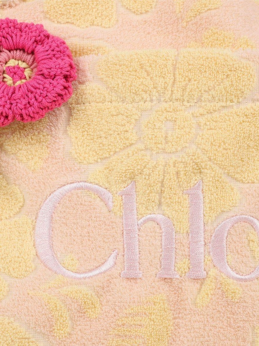 Borsa a spalla per bambina Chloé Kids rosa a fiori con logo - immagine 6