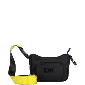Borsa a spalla per bambina Dkny Kids nera con stampa logo