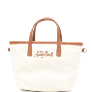 Borsa tote City mini MC2 Saint Barth bianco con mani in pelle