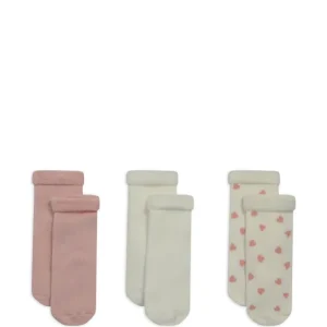 Calzini per neonata Petit Bateau rosa con orli a coste (3 pezzi)
