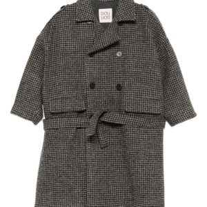 Cappotto per bambina Douuod Kids marrone con motivo a quadri