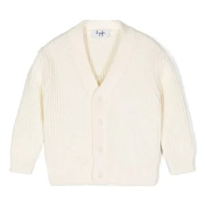 Cardigan a coste per neonato Il Gufo bianco con maniche lunghe
