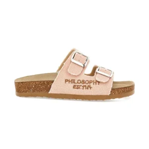 Ciabatte per bambina Philosophy di Lorenzo Serafini Kids rosa dettaglio logo sui lati