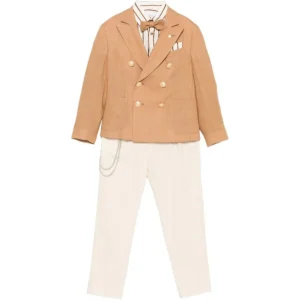 Completo per bambino Colorichiari marrone con bottoni color oro