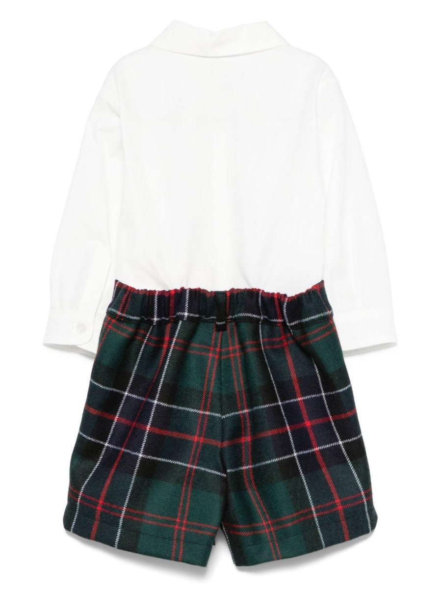 Set camicia e shorts per neonato Fendi Kids bianco a quadri - immagine 4
