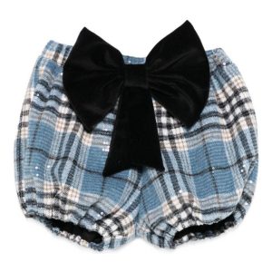 Shorts per bambina A'lapage azzurri con dettaglio fiocco blu