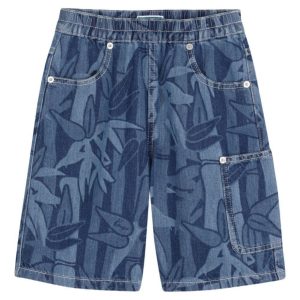 Shorts per bambino Kenzo Kids in denim con stampa all-over