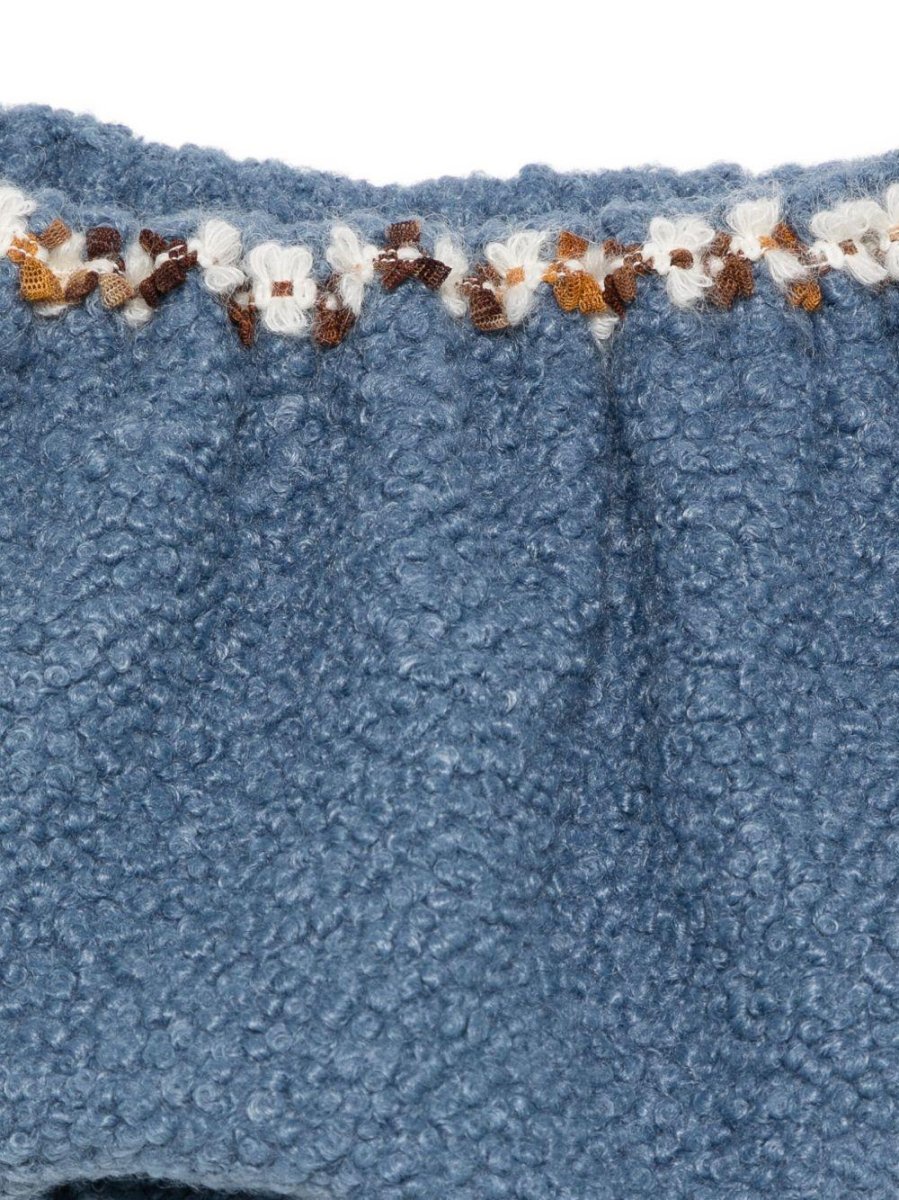Shorts per neonata A'lapage azzurri con dettaglio floreale ricamato - immagine 3