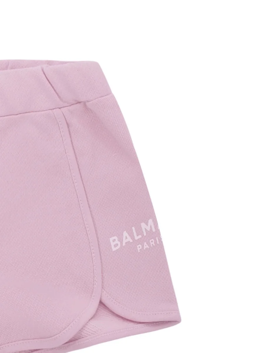 Shorts per neonata Balmain Kids rosa con logo sul davanti - immagine 4