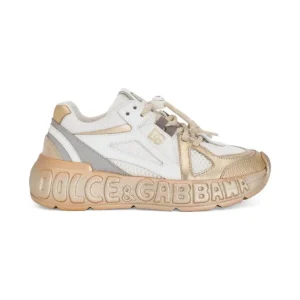 Sneakers per bambini Dolce & Gabbana Kids oro con dettaglio logo
