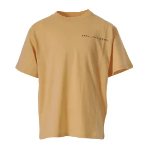 T-shirt per bambino Stella McCartney Kids giallo con scritta "Stella McCartney" sul davanti