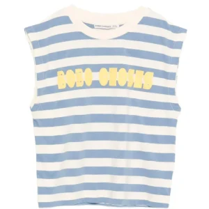 T-shirt senza maniche Bobo Choses multicolore con motivo a righe
