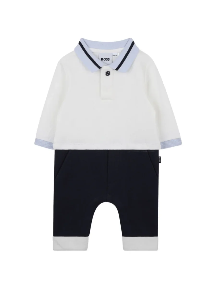 Tutina per neonato Boss Kids blu con colletto stile polo