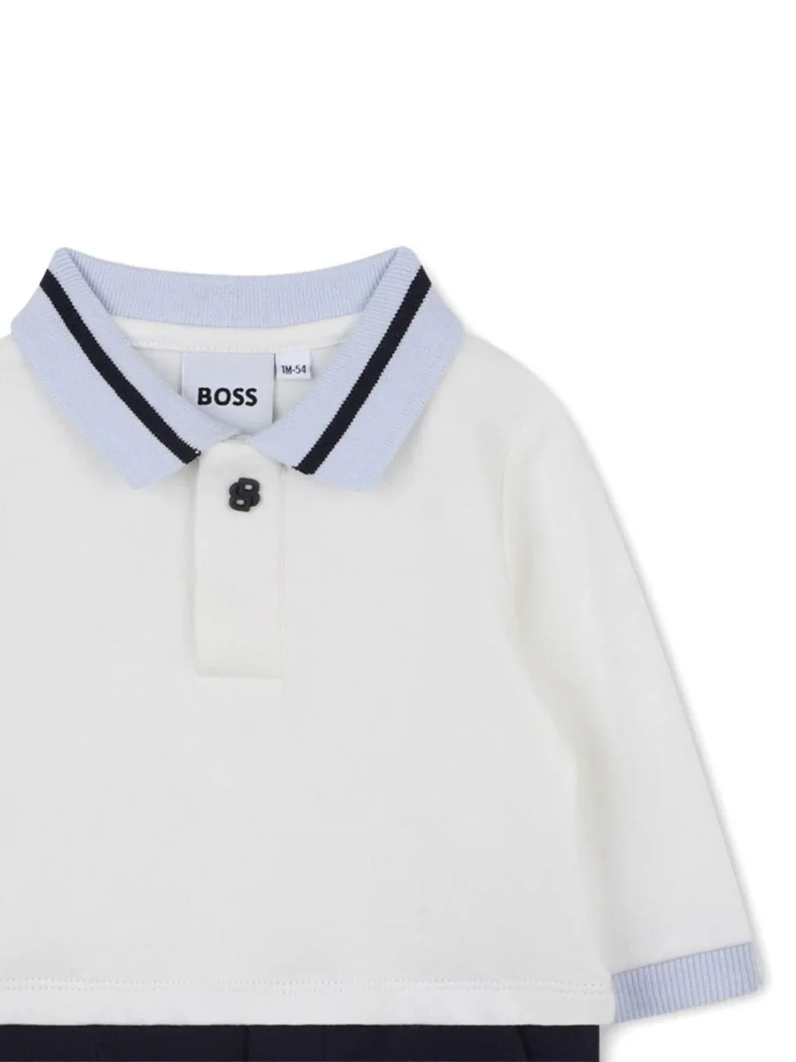 Tutina per neonato Boss Kids blu con colletto stile polo - immagine 4