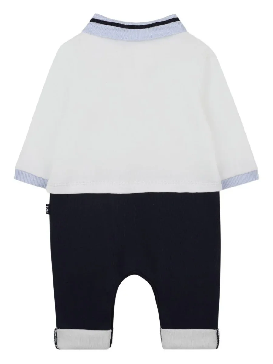Tutina per neonato Boss Kids blu con colletto stile polo - immagine 3